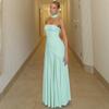 European & American Elegant Off-Shoulder Slim Fit Slit Dress with Ribbon Back