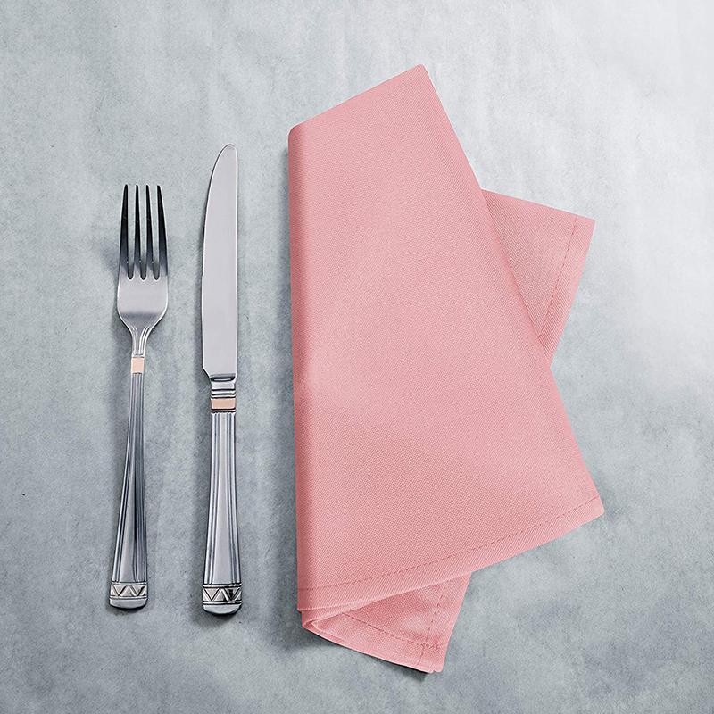 Polyester Hemstitching Pink Napkins for Wedding Banquet Serving Napkins Restaurant Hotel Personal Napkin for Dinner Table Decor 40*40cm/16*16inch