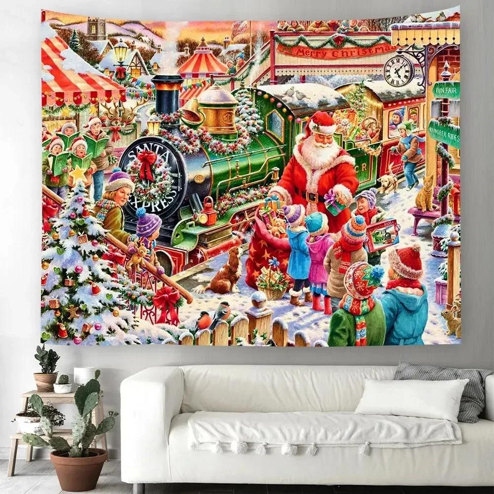 Рождественский узор гобелен для дома, спальни, гостиной, настенное украшение, рождественская тема гобелен 74x94cm(29x37in)