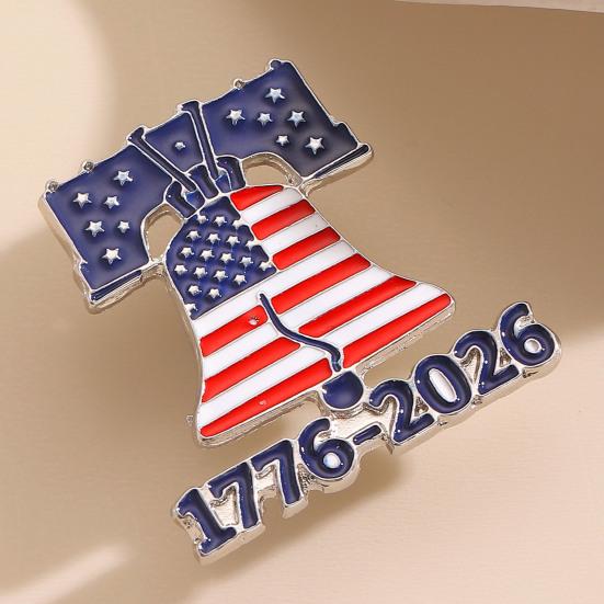 250th Anniversary Brooch Pin Commemorative Medal National Flag Brooch 3D Relief Liberty Bell Stars Stripes Enamel Pin Jewelry