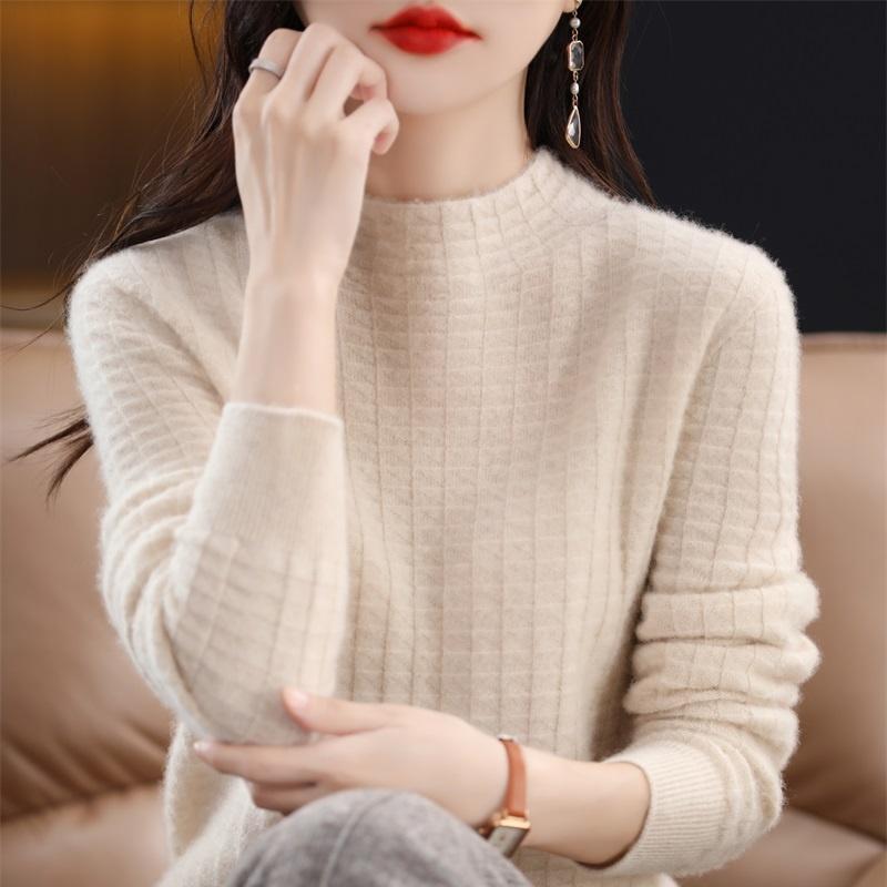 Women's Cashmere Sweater Qinghe Cashmere 30% Cashmere 70% Wool Women's Autumn and Winter Cashmere Pullover Soft and Warm