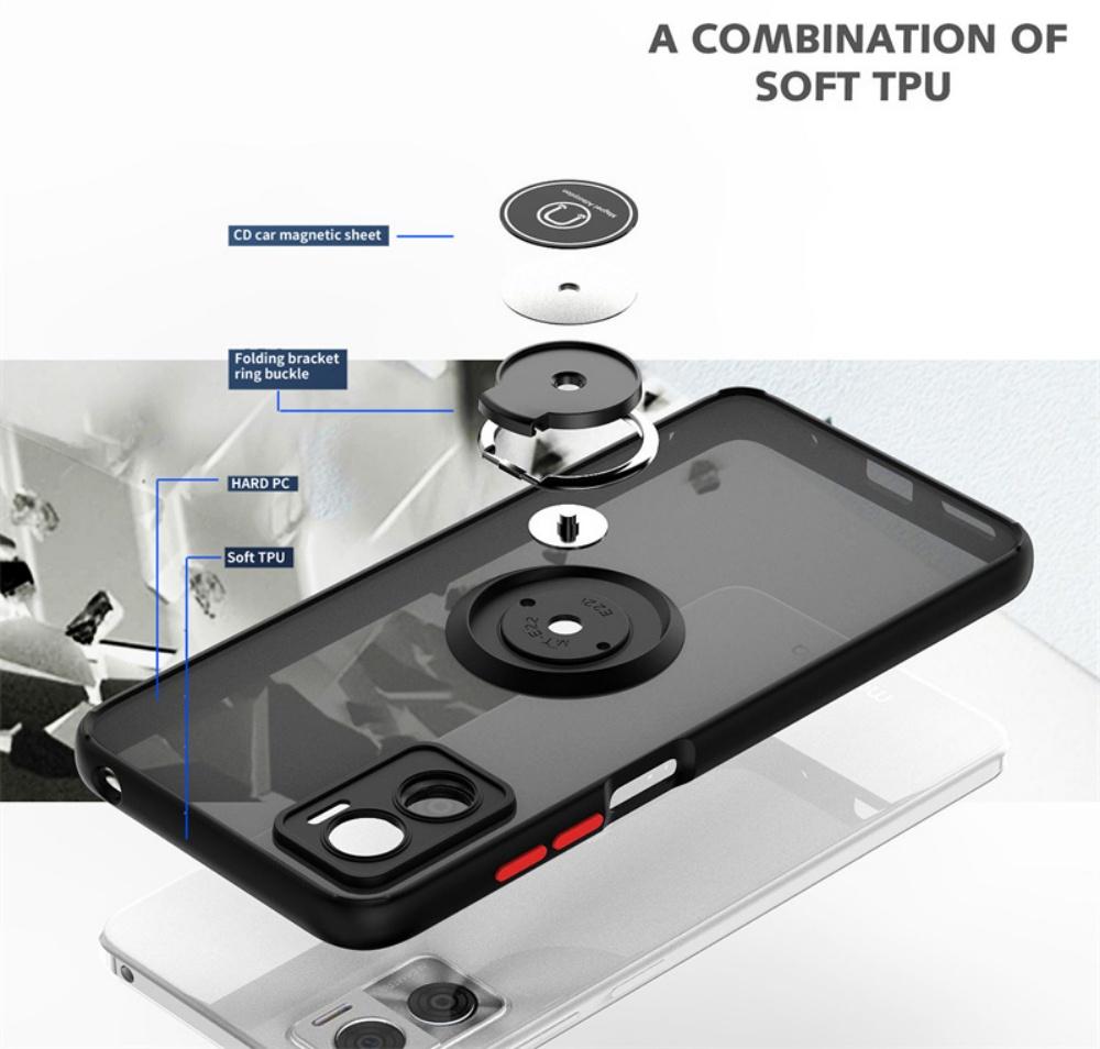 For Motorola E22 E22i Case Shockproof Matte Hard PC Armor Case For Moto E 22 E13 E20 E40 Magnetic Holder Ring Stand Back Cover