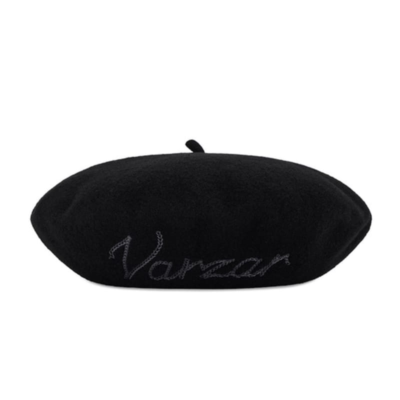 VARZAR Curvy Logo Wool Beret Black