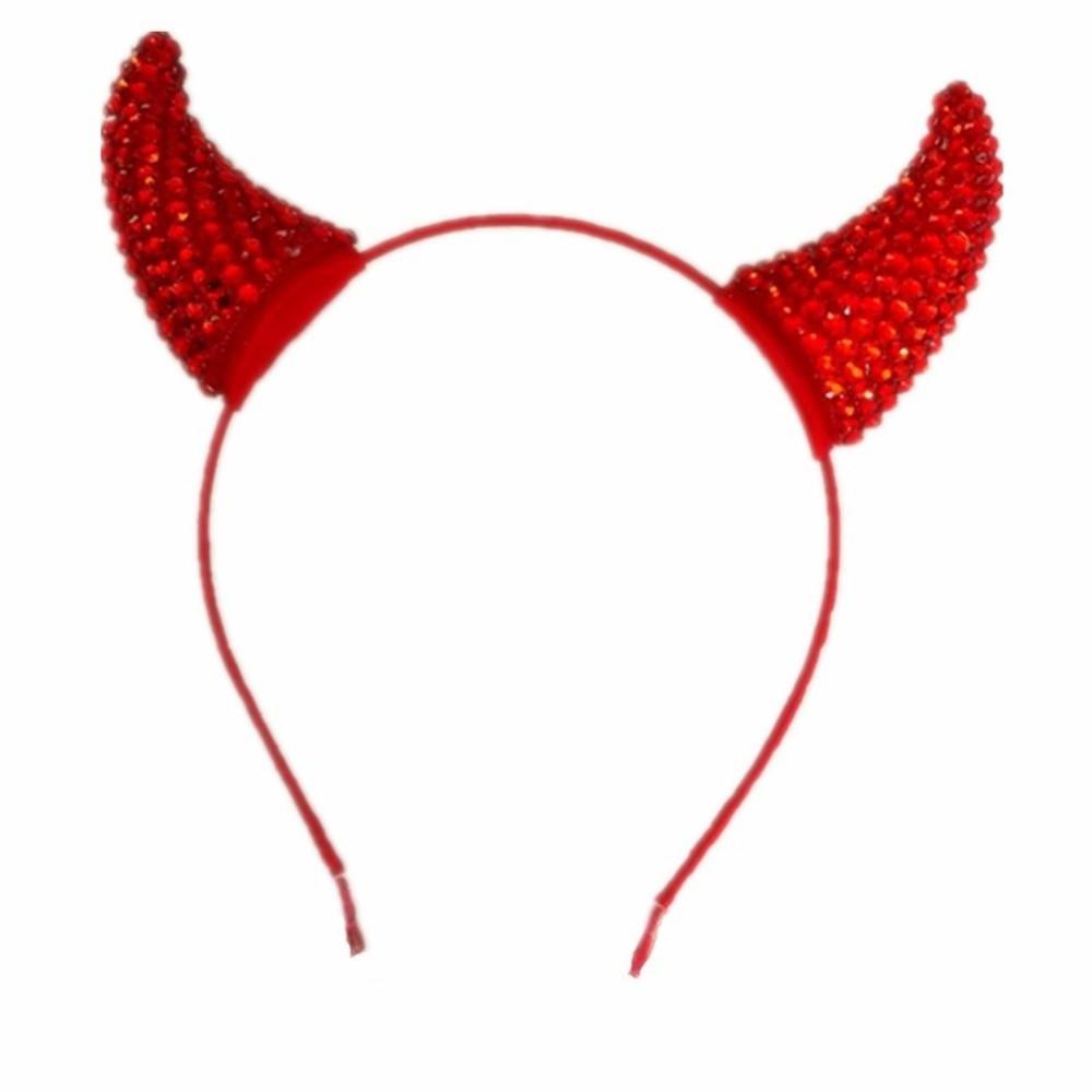 Rhinestone Cow Horn Hairband Glitter Horn Hairpins Cute Halloween Hair Hoop Makeup Up