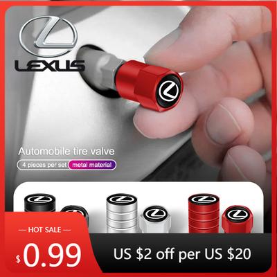 Interior Stickers 4Pcs Aluminum Alloy Car Wheel Tire Valve Caps Stem Cover For GS IS LS500h ES260 ES300h RX350h NX260 UX26