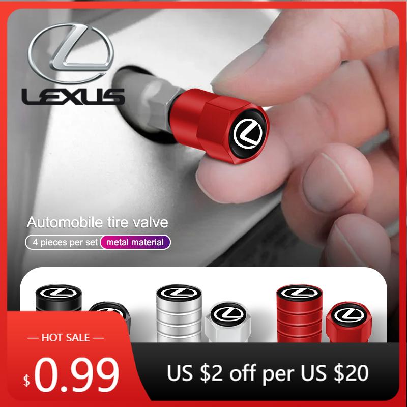 Interior Stickers 4Pcs Aluminum Alloy Car Wheel Tire Valve Caps Stem Cover For Lexus GS IS LS500h ES260 ES300h RX350h NX260 UX26