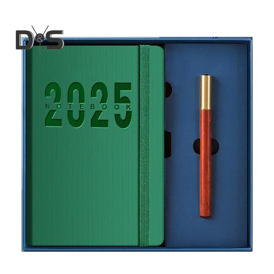2025 Schedule Planner One Year Organization Monthly Weekly Pages Notebook with Elastic Rope Imitation Leather Cover Planner
