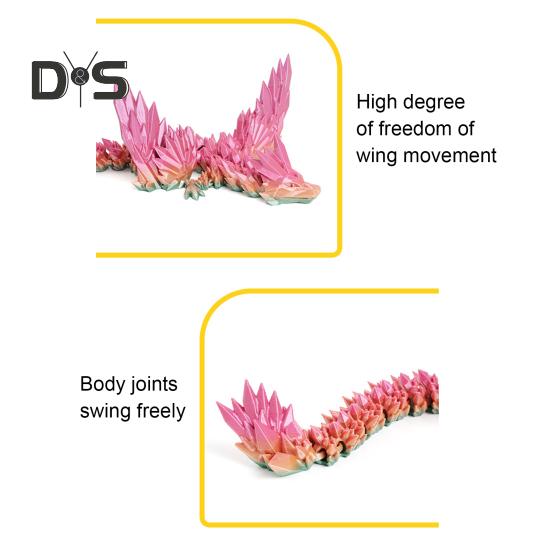 3D-gedruckte fliegende Drachenfigur, bewegliche Gelenke, chinesische Drachenfigur, artikuliertes geflügeltes Drachenmodell, Zappelspielzeug, Schreibtisch-Dekoration, Ornament