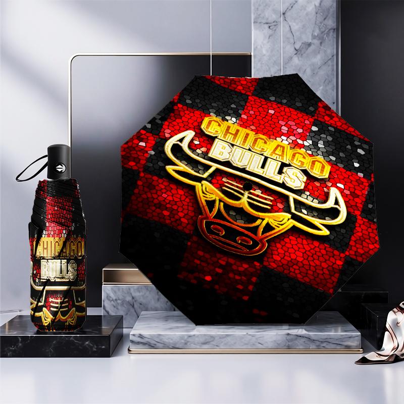 Red Bulls Basketball Umbrella Folding Umbrella, Automatic Umbrella 8-Frame for Travel, Camping Use Gift for Halloween Christmas