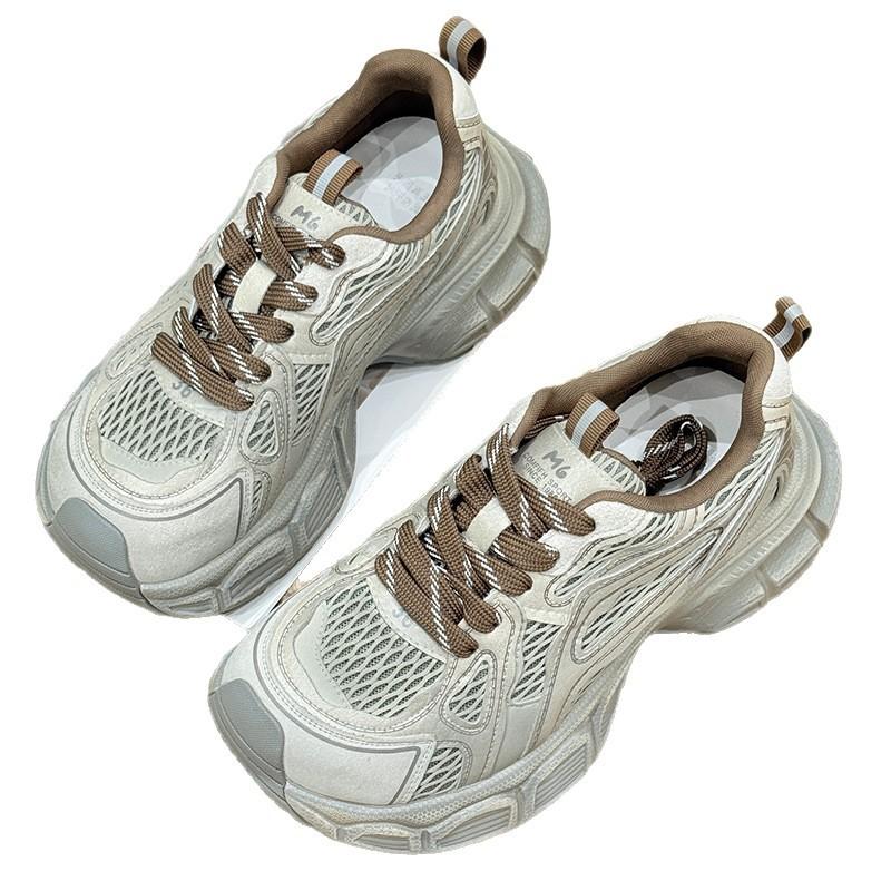 Daddy Shoes Girl 2025 Autumn New Thick-soled Breathable Mesh Running Shoes Polish Retro Trend Casual Shoes Women