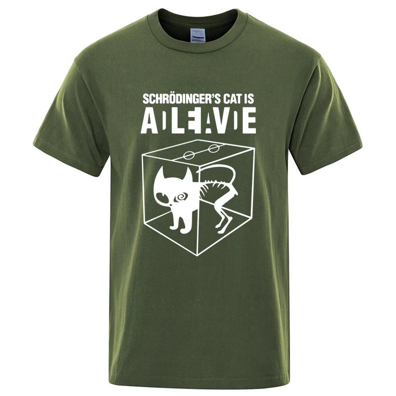 

Mens Tshirt High Quality 100 Cotton Schrodingers Cat Printing Summer Casual Cool Loose Oneck for Men Tshirt Male Tops 4XL