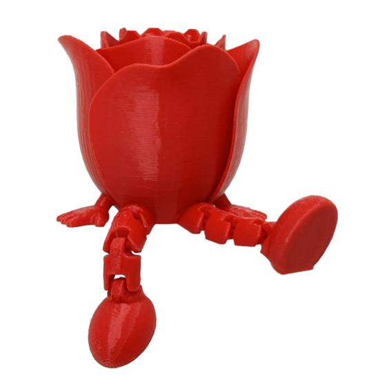Yousheng 3D Printed Rose Figurine with Articulated Legs Movable Joints Flower Fidget Toy Desktop Decoration Ornament Mother's Day Valentine's Day Gift