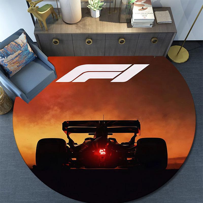 Racing car pattern round rug,Carpet Rug for Living Room Bedroom Playroom ,Non-slip Floor Mat,Holiday Gifts and Birthday Gifts.