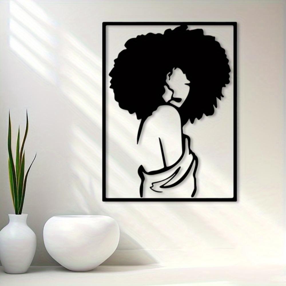 Metal Wall Art African Woman Silhouette Sculpture Rustproof Iron Office Decor Gift Art Lovers Cultural Heritage