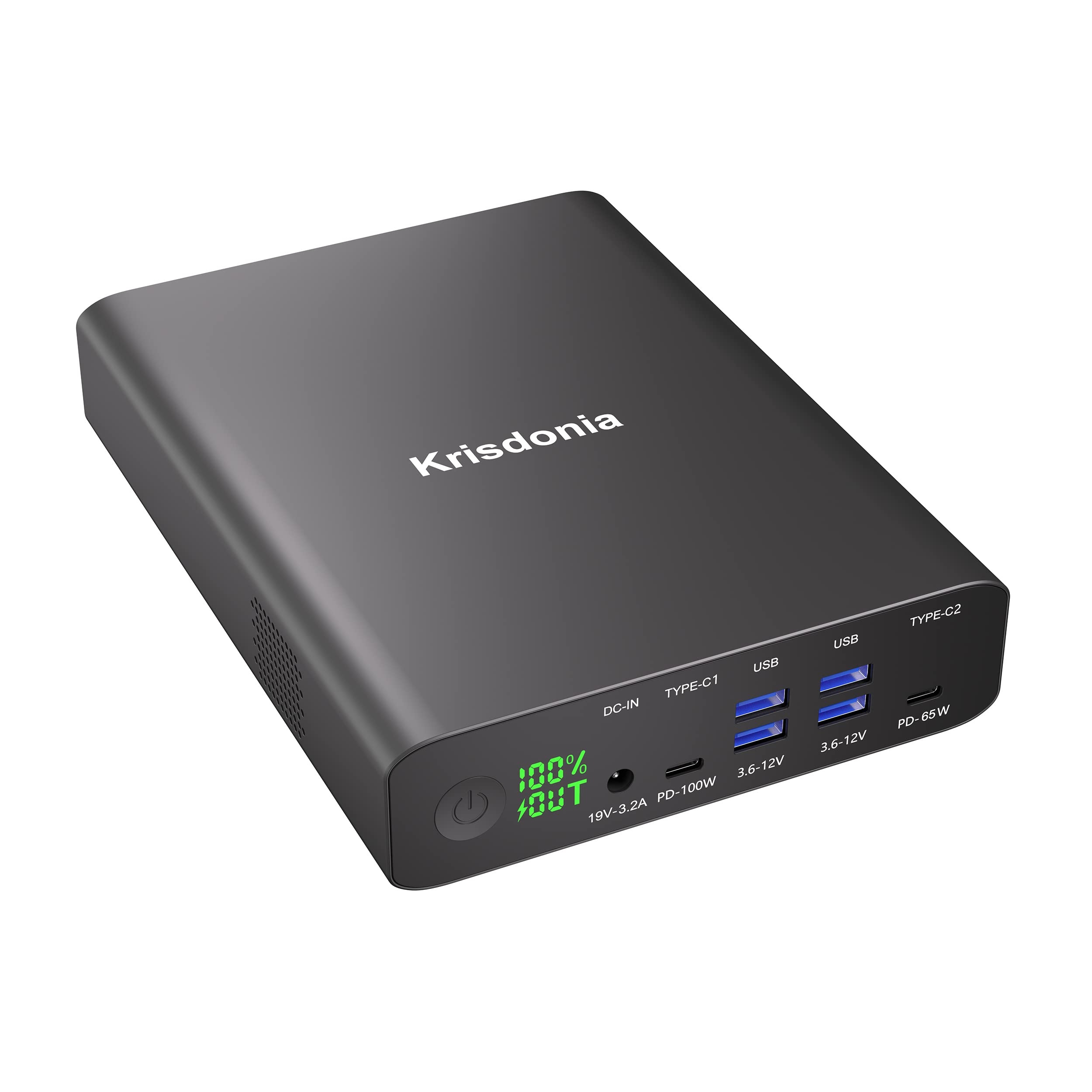 

Krisdonia Мобільний 100W PD Швидкий 4 6 Пристроїв Одночасно Сертифікований LED Індикатор Рівня Батареї Вхід 65W Вихід 100W USB Зарядний Пристрій для ПК Бізнес