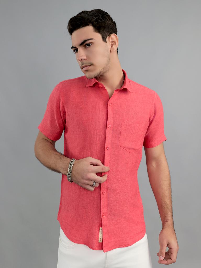 MONTE CARLO Mens Regular Fit Solid Half Sleeve Shirt