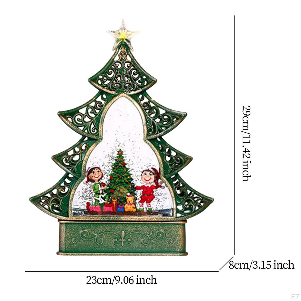 Christmas Music Box Decoration Iron Sculpture Glowing Snow Globe with Light And for
