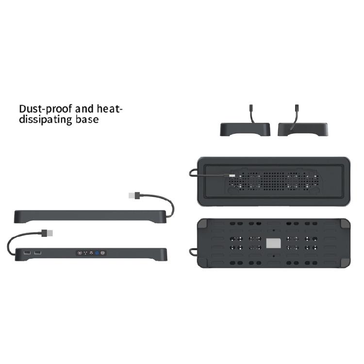 Supporto con Protezione Antipolvere per Console, Base Ventola di Raffreddamento, Strisce Luminose Colorate, Dock di Archiviazione in ABS e Acrilico, Facile da Trasportare per Console 2/1/Display