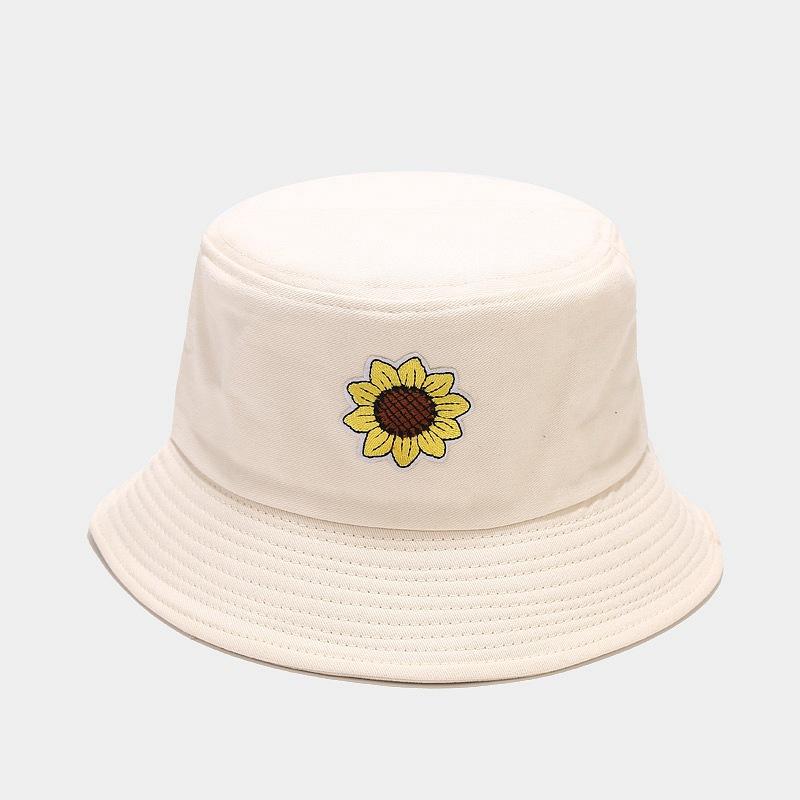New sunflower applique bucket hat female tide small fresh pot hat student foldable sun hat