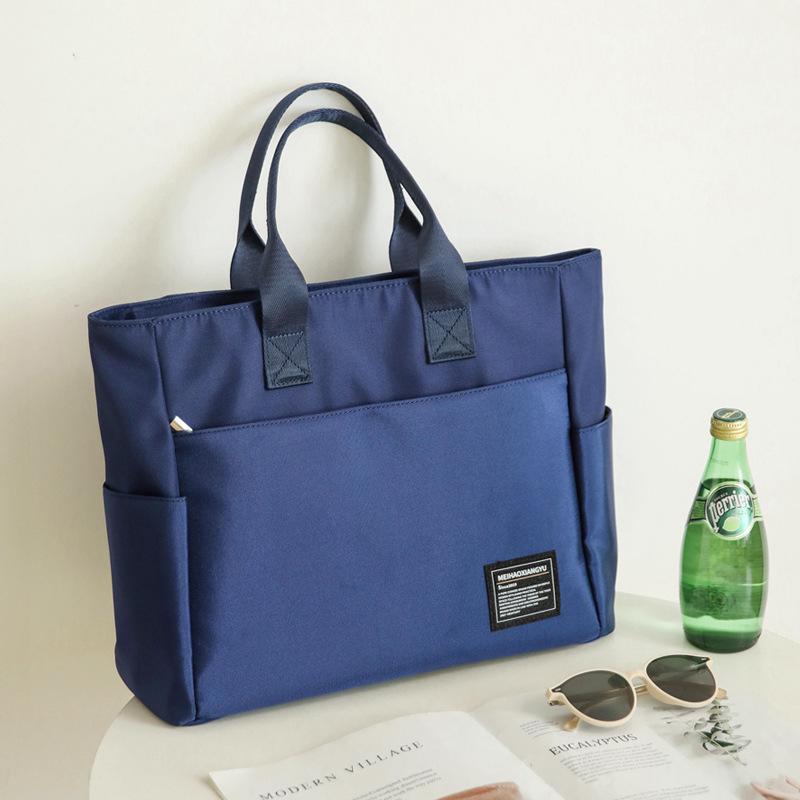 

Новая большая вместительная сумка-тоут для мужчин и женщин - модный ручной портфель из ткани для работы и учебы Small синий