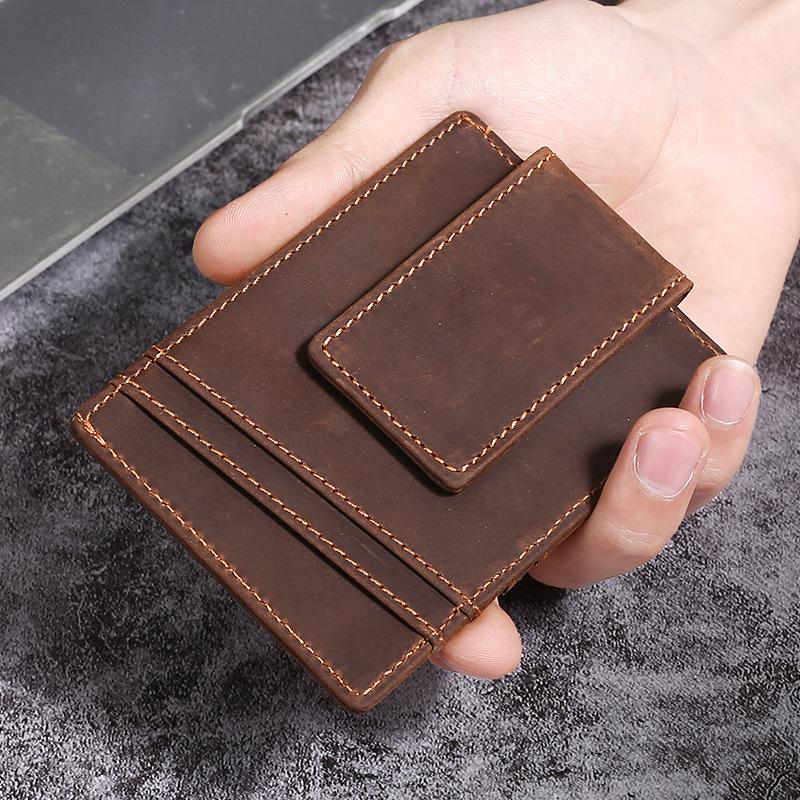 Money Clip Leather Wallet for Men Slim Front Pocket RFID Blocking
