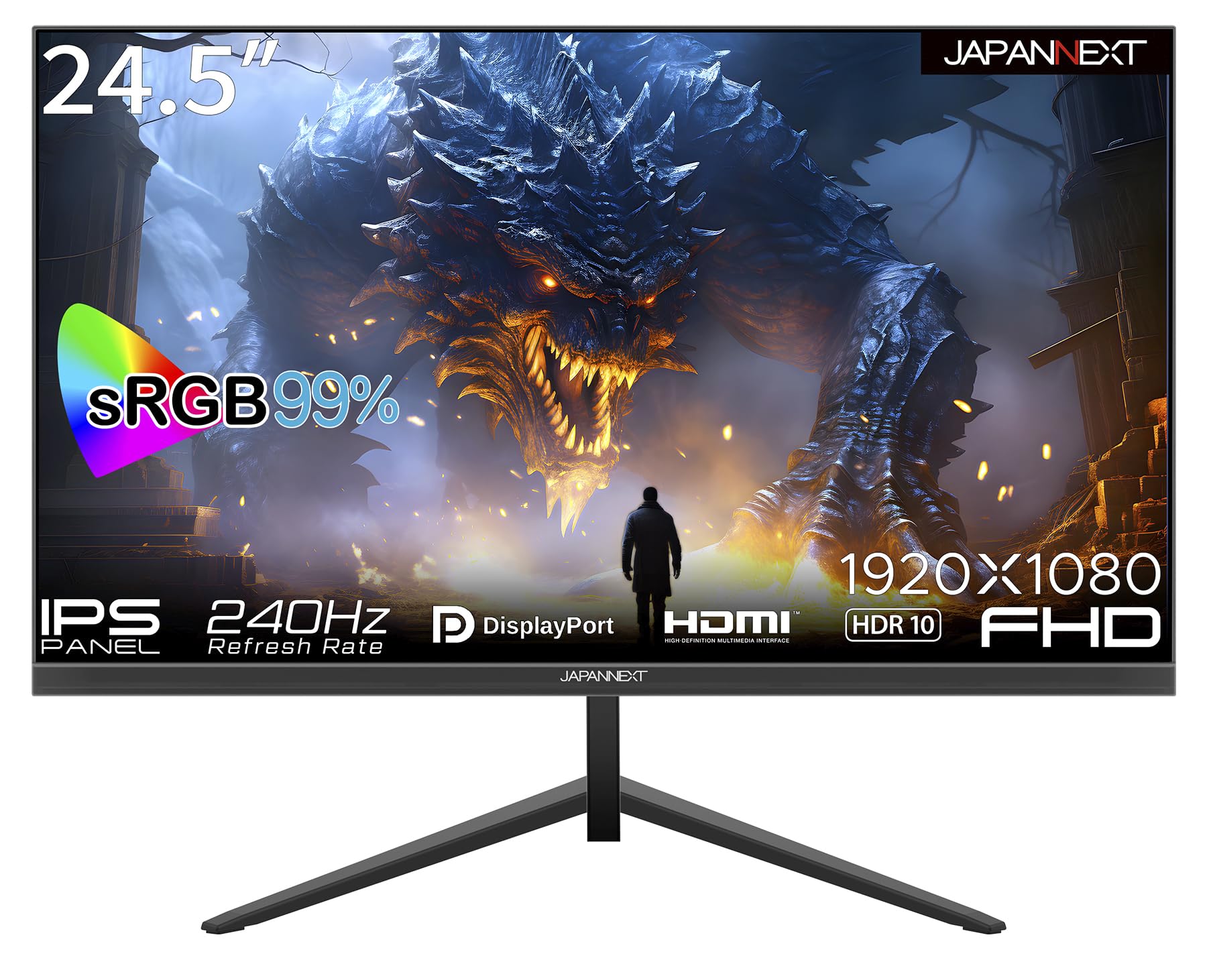 

JAPANNEXT 24.5 inch gaming monitor 240Hz 3ms Full HD 1920x1080 resolution IPS panel display (HDMIDisplayPortVESA compatibleBlue light cut178°