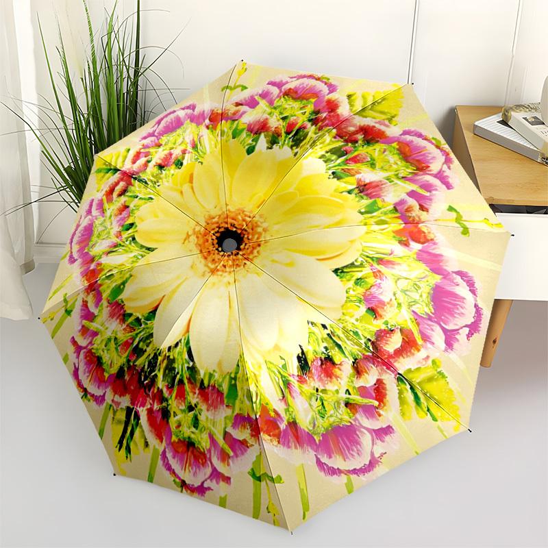

1pc Floral Mandala Automatic Opening/Closing Folding Umbrella with 8 Ribs,Windproof Portable Sunshade Umbrella Holiday gift yy260401040
