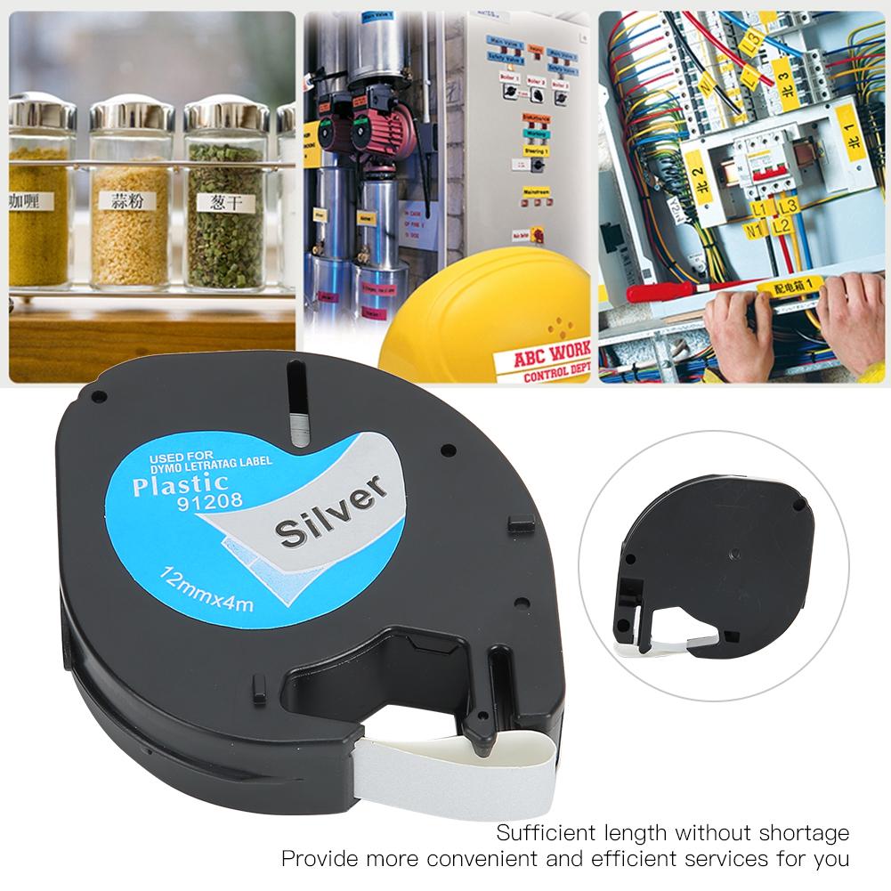 Label Tape for  12mm Silver Background Black Letter Labeling Machine Accessories 91208