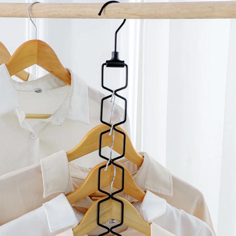 5 In 1 Clothes Hangers,Magic Multi Layer Metal Wardrobe Storage Rack,360 Rotatable Stackable Hanging Hangers Closet Organizer