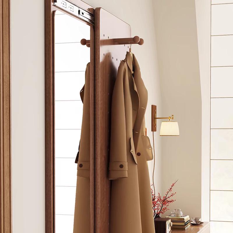 Wall-Mounted Pegboard Full-Length Sliding Mirror for Small Spaces