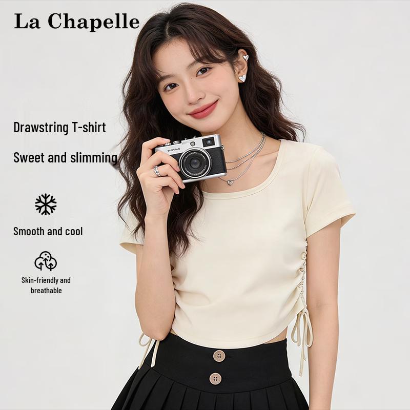 La Chapelle Women s Sweet & Spicy Slim-Fit Ruched Short Sleeve T-Shirt 2XL