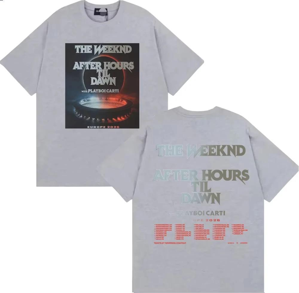

The Weeknd T-shirt After Hours Til Dawn with Playboi Carti Europe 2026 Shows Schedule Dates Two Sided Oversized Y2k Short Sleeve L різнокольоровий