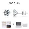 MODIAN 1 Carat D Moissanite Stud Earrings 925 Silver Sparkling Wedding Platinum Plated Fine Jewelry For Women