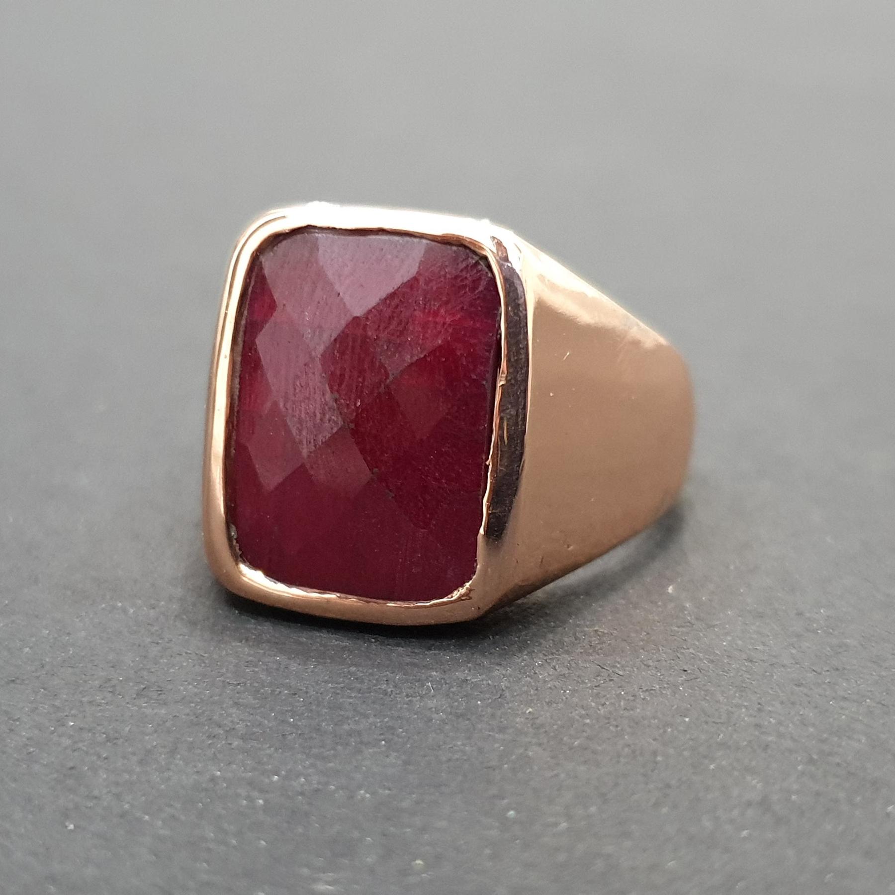 

Raw Red Rose Cut Ruby Gemstone Sterling Silver Rose Gold Fill Ring Jewelry 10