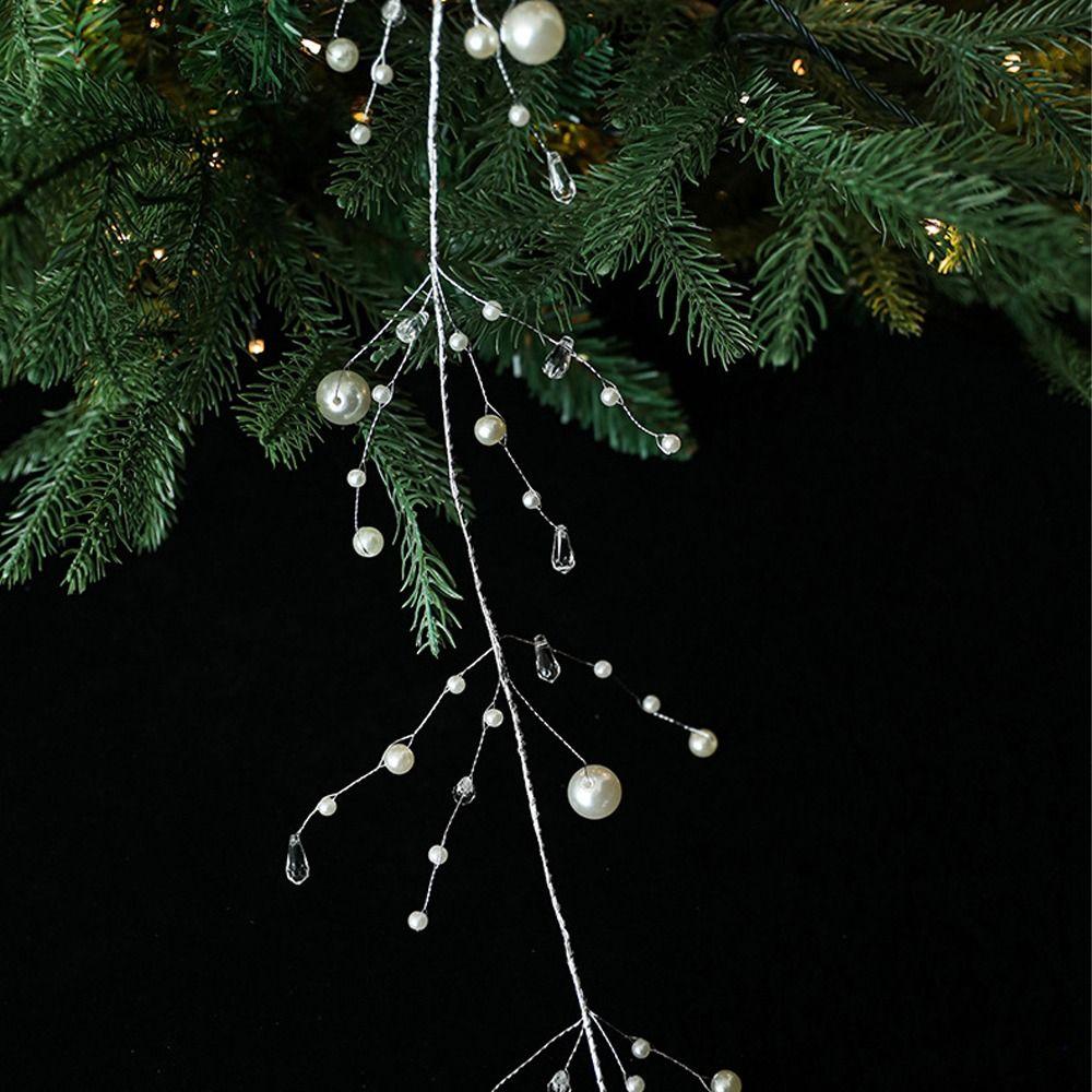 Clear Christmas Tree Beads Chain Artificial Glitter Fishing Line Pearls Chain Elegant Plastic Pearls Icicle Ornaments Hotel Mall