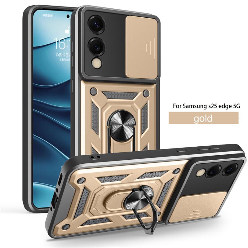 For Samusng S25 Edge 5G Camera Lens Protective Armor Shockproof Magnetic Holder Ring Back Cover For Galaxy S25 Slim Cases