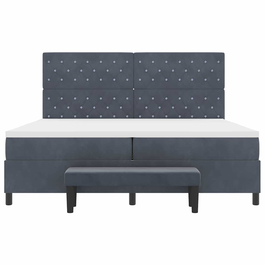 Box Spring Bed with Mattress Dark Grey 200 X 200 Cm Velvet