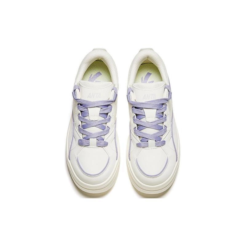 Anta Gentle Breeze Durable Breathable Low-Top Skateboard Shoes Women's Ecru Sneakers 922418065-4