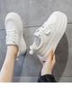 Thick soled white shoes, women's four season lace up versatile, student height increasing casual shoes, big toe wear-resistant sports board shoes