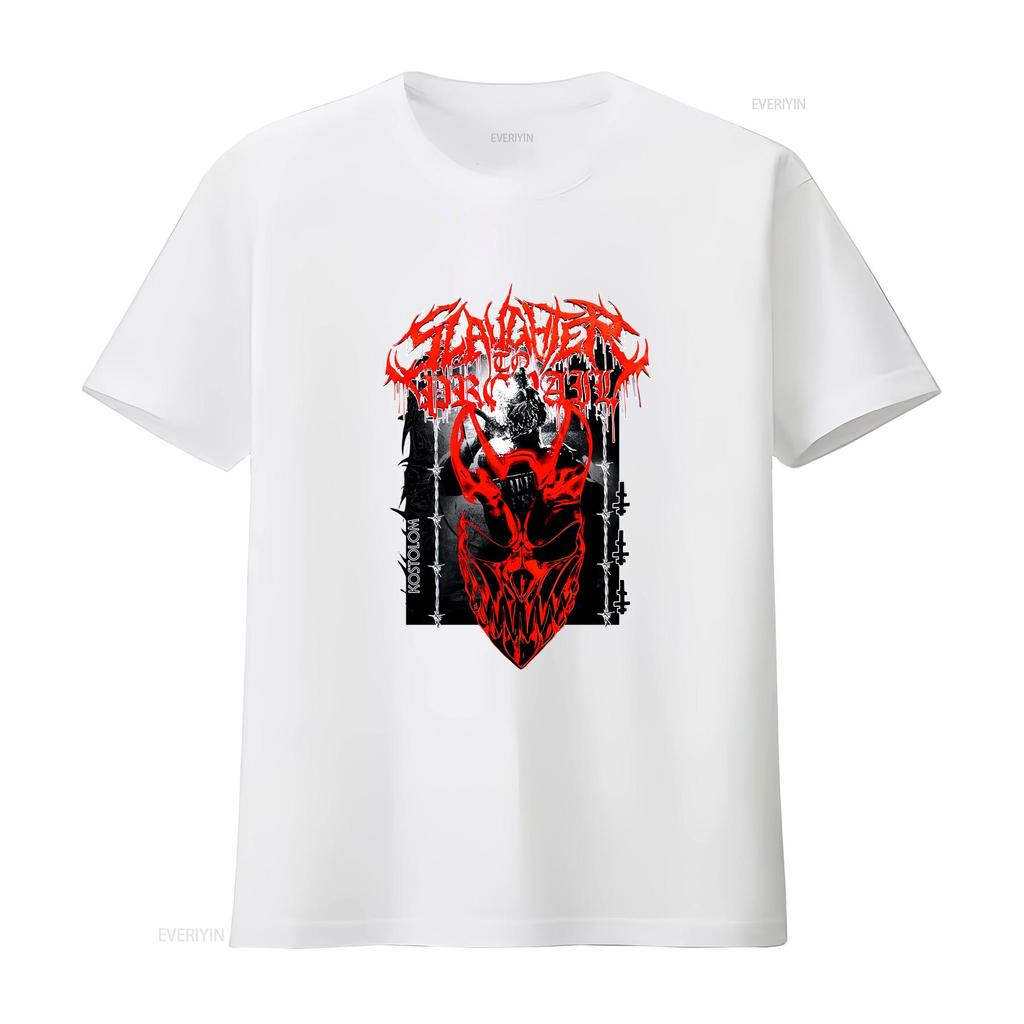 Slaughter To Prevail Demolisher Mask Shirt Heavyweight Black Tee Shortsleeve Vintage Washed Fashion Unisex Homme Slightly