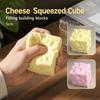 5cm Cheese Squeezed Cube Crunchy TPR Fidget Toy Novelty Crackling Cheese Pinch  Office Desk Toy