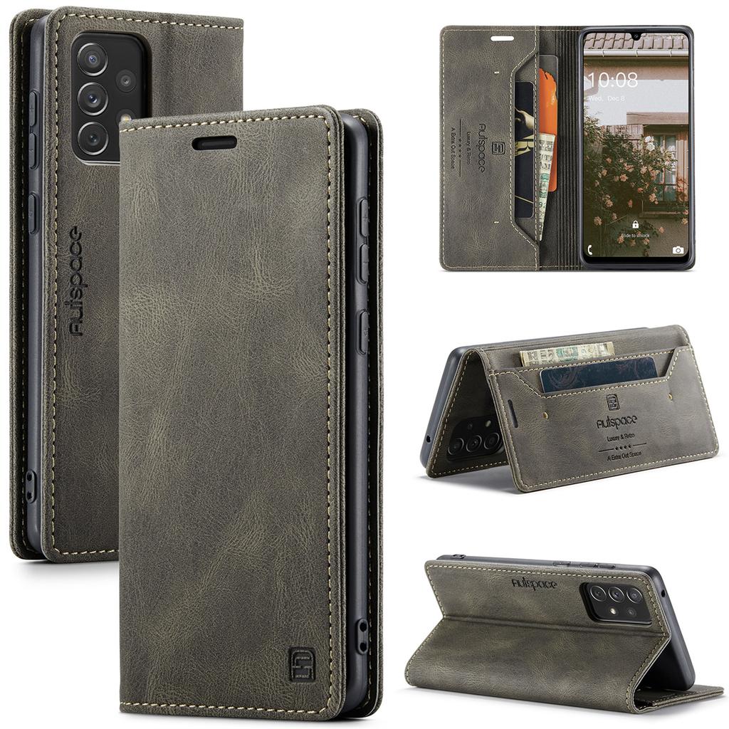 Premium Vintage Leather Wallet Case for Samsung Galaxy A33 5G - RFID Protection Flip Cover with Card Slots, Shockproof Retro Style (4 Colors)