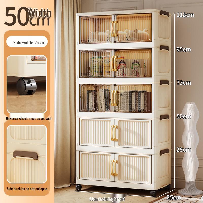 Folding Multi-Layer Plastic Storage & Wardrobe Cabinet for Kids and Households