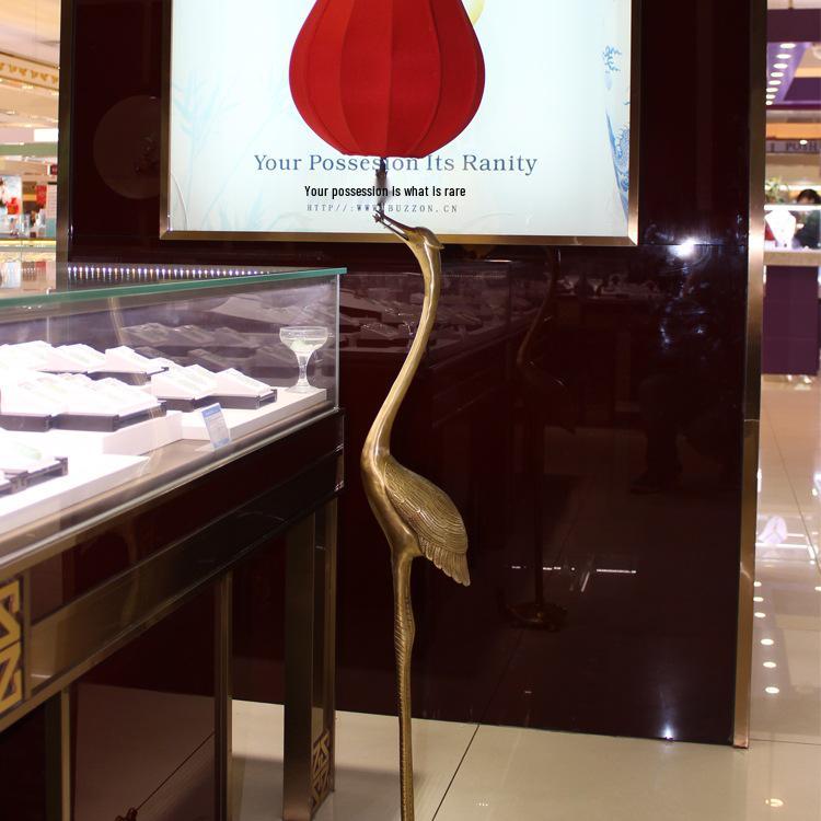 Ancient Style Crane Zen Copper Floor & Table Lamp for Living Room