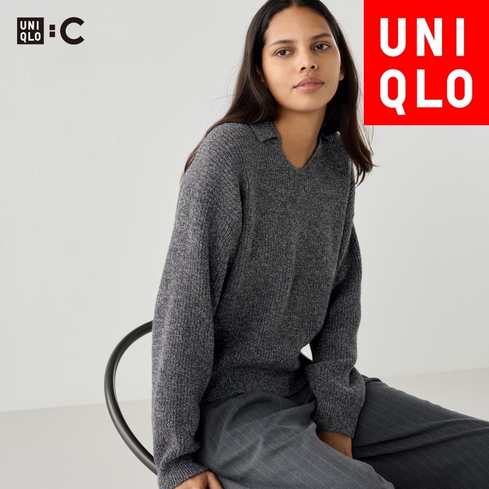 

Свитер-поло из смешанной пряжи Uniqlo 57 OLIVE/WOMEN XS
