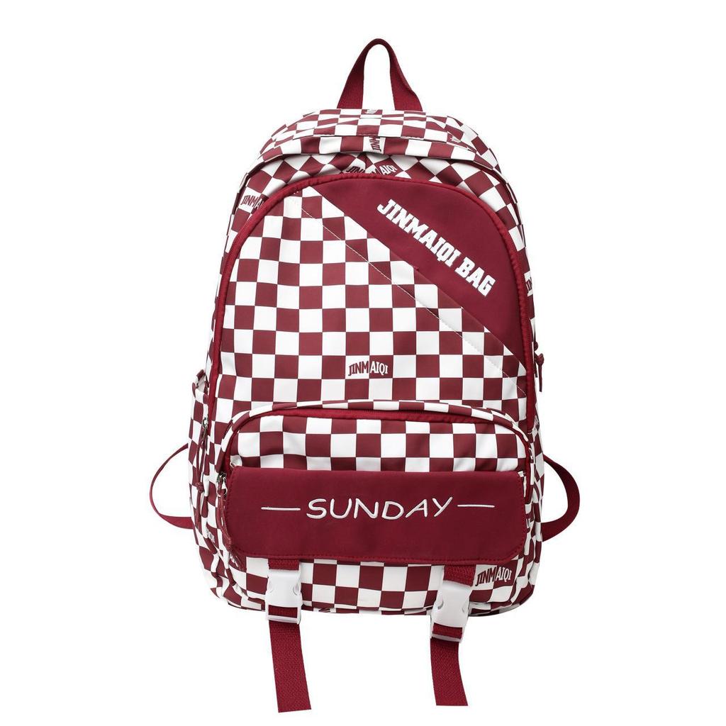 Koreanischer Schachbrett-Rucksack: Große Kapazität & Leichtgewicht für Junior High School Schüler