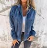 Women's Simple Style Autumn Jacket Coat  Corduroy Hooded Coats Women Fashion Pocket Long Sleeve Casual Jackets
