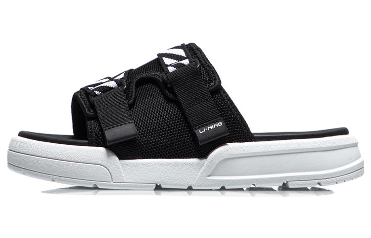 Женские черные белые шлепанцы Li Ning с резиновой подошвой AGAR014-1 36