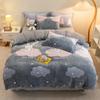 Cute Cartoon Strawberry Printed Duvet Cover Coral Fleece Autumn Winter Bed 4 Piece Set Wear Resistant Machine Washable Bedding