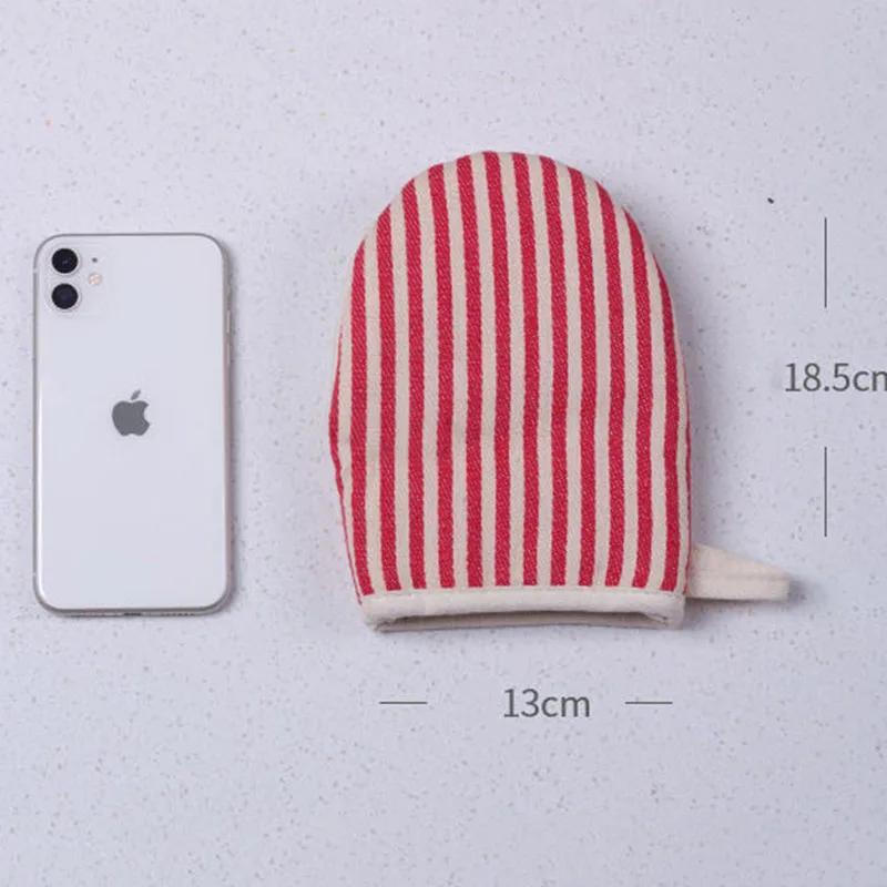 1 Stück Gestreifte Einfache Haushaltsküche Ofenhandschuhe Hohe Temperaturbeständigkeit Mikrowellenhandschuhe Dick Anti-Verbrühung Backhandschuh